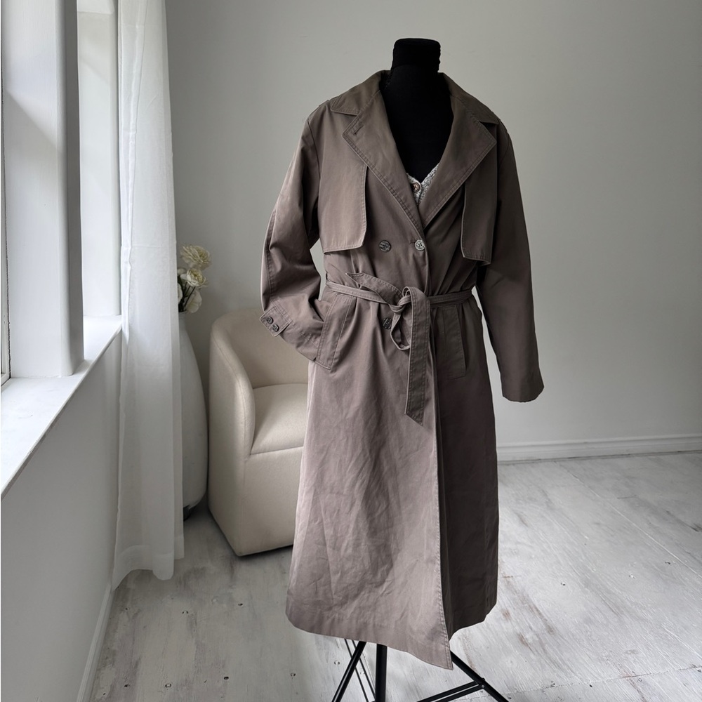 Classic Taupe Trench Coat with Belt
